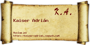 Kaiser Adrián névjegykártya